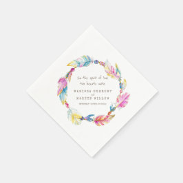 Bohemianfeder und Perlen, farbige Servietten