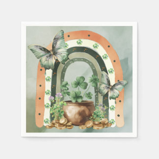 Bohemianische grüne Aquarell-Regenbogen-Illustrati Serviette