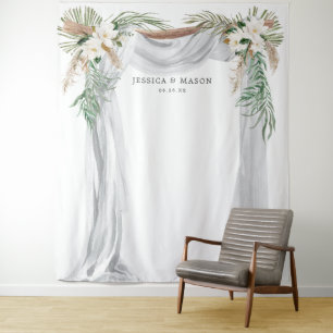 Bohemianische Hochzeitsbogen-Kulisse Fotobox Wandteppich