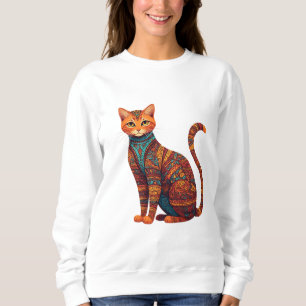 Bohemianische Katzenkunst Bunte Stammeskatze Sweatshirt