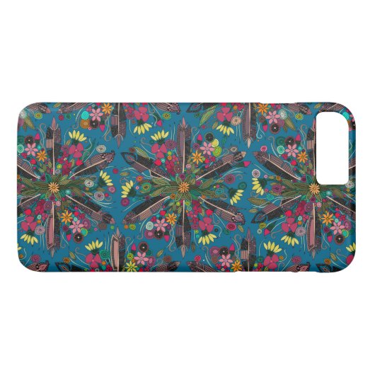 bohemianisches Blau Case-Mate iPhone Hülle (Rückseite (Horizontal))