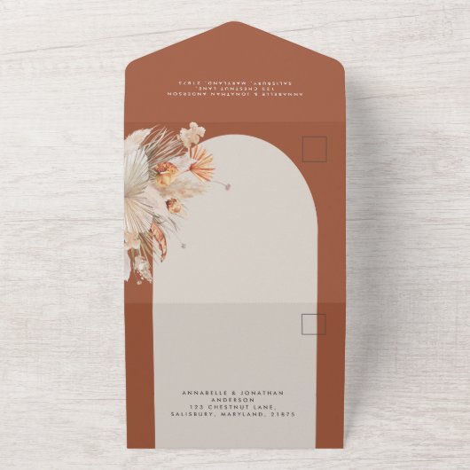 Bohemianisches Pampasgras-Hochzeit All In One Einladung (Außenbereich)