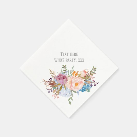 Bohemien, Pfirsiche, lila Blüte, Blume, Boho Serviette (Ecke)