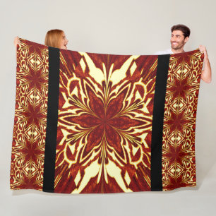 Bohemisch Abstrakt Golden Orange Jasmine Floral Fleecedecke