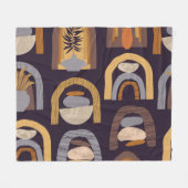 Bohemisch Abstrakt: Minimalistischer Vintager Char Fleecedecke (Vorderseite (Horizontal))