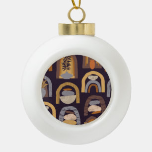 Bohemisch Abstrakt: Minimalistischer Vintager Char Keramik Kugel-Ornament