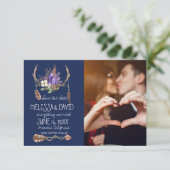 Bohemisch Antler Save the Date - Foto (Stehend Vorderseite)