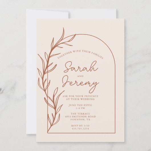 Bohemisch Arched Terracotta Wedding | Einladung (Vorderseite)