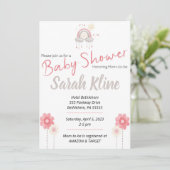 Bohemisch Baby Girl Dusche Einladung, boho Einladung (Stehend Vorderseite)