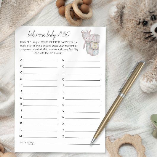 Bohemisch Baby Toy Bricks ABC Duschspielkarte Einladung
