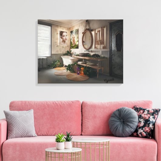 Bohemisch Bath Bliss - Fee und Weiblichkeit Elegan Leinwanddruck (Insitu (Wohnzimmer))