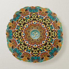Bohemisch Batik Mandala OM Yoga Round Cushion Rundes Kissen