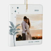 Bohemisch Beach Palm Tree Foto Keramik Ornament (Rechts)