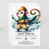 Bohemisch bearbeitbarer Affe Geburtstag Einladung (Vorne/Hinten)