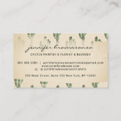 Bohemisch Beige Grüne Blume Niedlich Kaktus Visitenkarte (Rückseite)