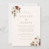 Bohemisch Beige Minimalistische neutrale Hochzeit Einladung (Vorderseite)