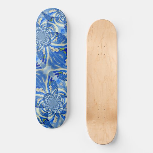 Bohemisch-blaue Mandala Skateboard (Vorderseite)