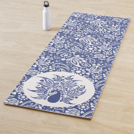 Bohemisch-blauweißer Pfauendekor Yogamatte