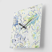 Bohemisch Blue Blume Quadratische Wanduhr (Winkel)