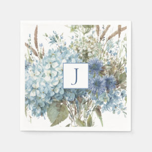 Bohemisch Blue Blume Watercolor Bouquet Serviette