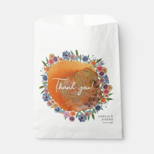 Bohemisch Blue Boho Whimsical Wildblume Wedding Geschenktütchen (Vorderseite)
