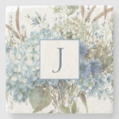 Bohemisch Blue Floral Watercolor Bouquet Steinuntersetzer (Vorderseite)