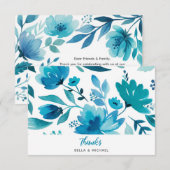 Bohemisch Blue Floral Wedding Dankeskarte (Vorne/Hinten)