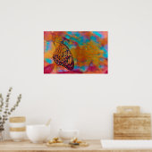 Bohemisch Blue Orange Hippie Butterfly Poster (Küche)