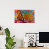 Bohemisch Blue Orange Hippie Butterfly Poster (Heimbüro)