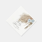 Bohemisch Blue Pampas Grass Baby Dusche Serviette (Ecke)