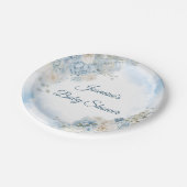 Bohemisch Blue Rose Baby Dusche Pappteller (Schrägansicht)