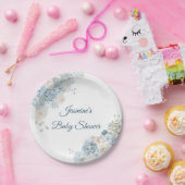 Bohemisch Blue Rose Baby Dusche Pappteller (Party)