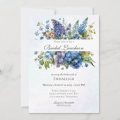 Bohemisch Blue Violet Watercolor Bridal Luncheon Einladung (Vorderseite)
