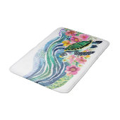 Bohemisch Blue Waves Happy Turtle Watercolor Badematte (Schrägansicht)