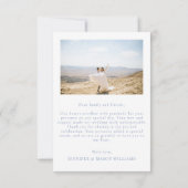 Bohemisch Blue Wildblume Classic Wedding Foto Dankeskarte (Rückseite)