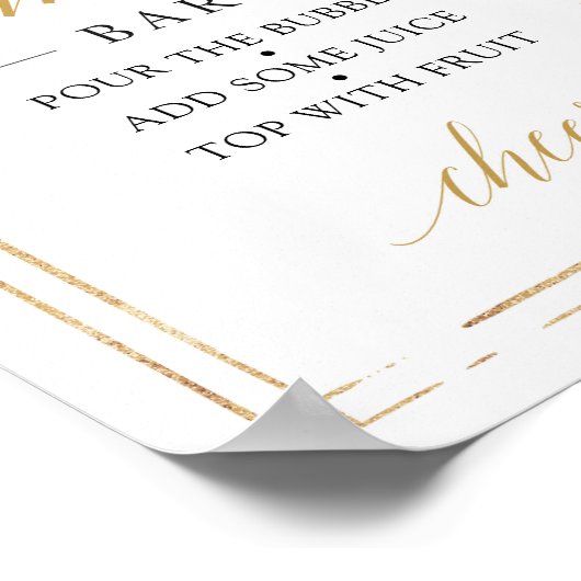 Bohemisch Blush Pink Blütengold Bar-Zeichen Poster (Ecke)