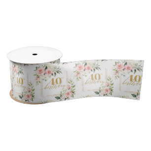 Bohemisch Blush Rose Eukalyptus Gold 40. Geburtsta Satinband