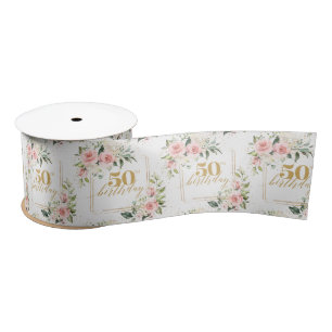 Bohemisch Blush Rose Eukalyptus Gold 50. Geburtsta Satinband