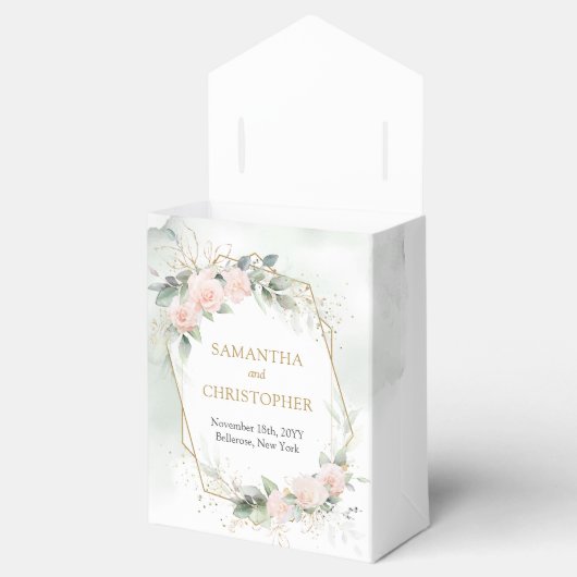 Bohemisch Blush Rose Eukalyptus Goldhochzeit Geschenkschachtel (Geöffnet)