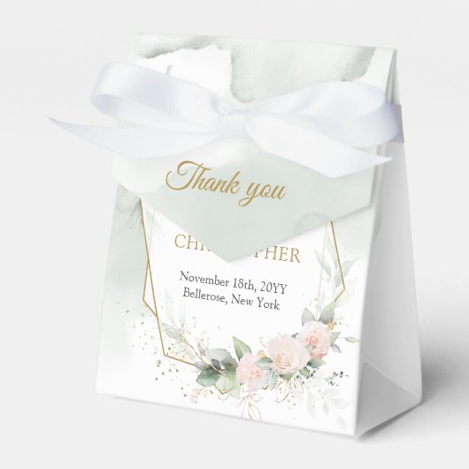 Bohemisch Blush Rose Eukalyptus Goldhochzeit Geschenkschachtel (Vorderseite)