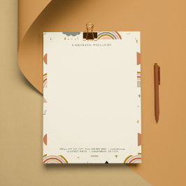 Bohemisch Boho Abstrakt Rainbow Monogramm Name Briefbogen