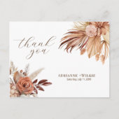 Bohemisch Boho Autumn Pampas Wedding Vielen Dank Postkarte (Vorderseite)