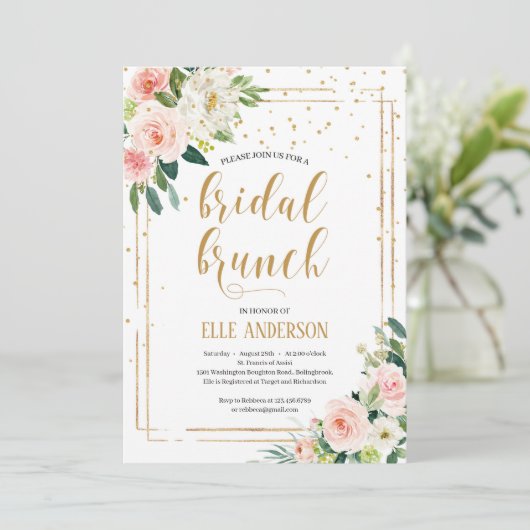 Bohemisch boho Bridal Brunch Boho Einladung (Stehend Vorderseite)
