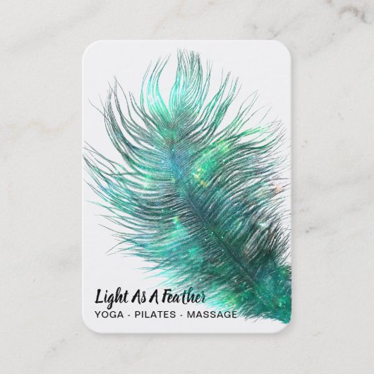 *~* Bohemisch Boho Cosmic Emerald Feather Visitenkarte (Vorderseite)