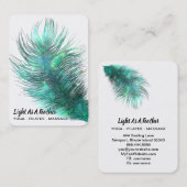 *~* Bohemisch Boho Cosmic Emerald Feather Visitenkarte (Vorne/Hinten)