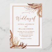 Bohemisch Boho Elegant Wedding Rose Gold Folieneinladung (Vorderseite)