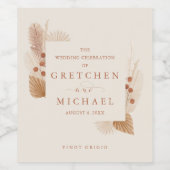 Bohemisch Boho Floral Rust Elfenbeinküste Gastgesc Weinetikett (Einzelnes Label)