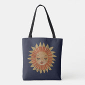 Bohemisch Boho Folk Art Moon Sun Celestial Navy Tasche (Rückseite)