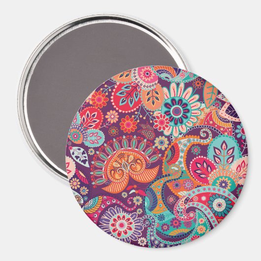 Bohemisch Boho MOD Hippy Chic Blume Muster Magnet (Vorderseite/Rückseite)