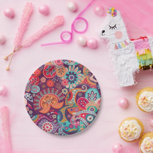 Bohemisch Boho MOD Hippy Chic Blume Muster Pappteller (Party)